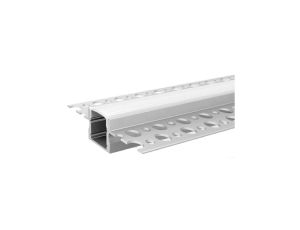 Profil MiniLUX LINE-12 2m srebrny +Klosz mleczny klik (profil wpuszczany ze skrzydełkami do zagipsowania) do taśmy led RGBW 12mm