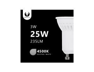 Żarówka LED GU10 MR11 3W 230V 4500K 230lm ceramiczna Forever Light