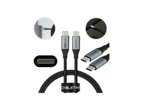 AUDA CableTime Kabel USB 2.0 typ-C (wtyk / wtyk) Quick Charge 4.0 Power Delivery 2.0 (5A 100W) czarny-nikiel /1m/