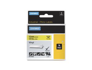 Taśma winylowa do drukarek 12mm x 5,5m czarna na żółtym S0718450 18432