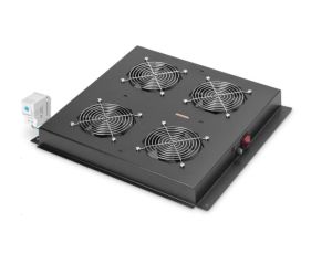Panel wentylacyjny dachowy 4 wentylatory do szaf stojących 19 cali Hyper Pro czarny DN-19 FAN-4-B-N