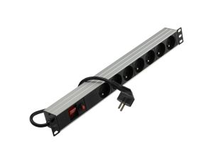 Listwa zasilająca RACK 19 cali 1U 7 gniazd z bezpiecznikiem i wyłącznikiem NEKU /1,8m/