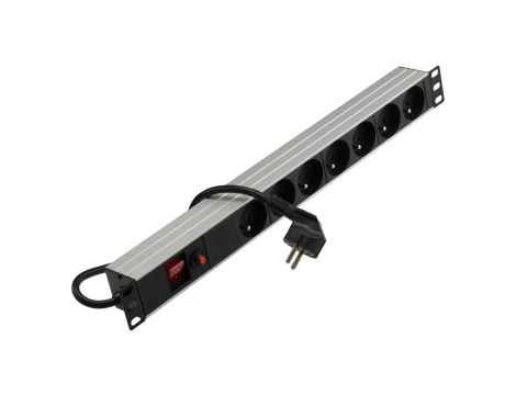 Listwa zasilająca RACK 19 cali 1U 7 gniazd z bezpiecznikiem i wyłącznikiem NEKU /1,8m/