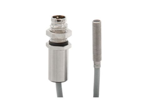Czujnik indukcyjny M4x0.5 dł: 22mm zabudowany Sn:1mm 10-30V DC PNP NO złącze kablowe M8 3pin 0.2m PUR IP67 IB04E111