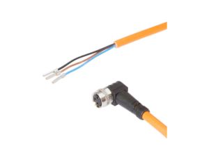 Złącze kablowe gniazdo kątowe M8 3-pinowe druga końcówa niezarobiona 5m 3x0,25mm2 PUR IP67 VK50R071
