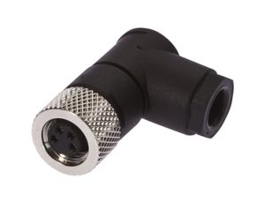 Gniazdo kablowe kątowe połączenie lutowane fi3,5-5mm 4A 30V -40-85stC M8 żeńskie 4-PIN IP67 VK003071