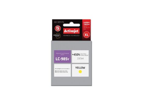 Tusz Activejet AB-985YN (zamiennik Brother LC985Y Supreme 19,5 ml żółty)