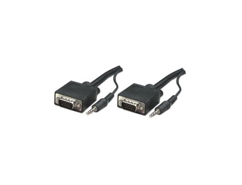 Kabel SVGA HD15-HD15 M/M z audio Jack 3.5mm 4.5m czarny