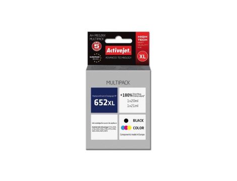 Tusz Activejet AH-M652RX (zamiennik HP 652 F6V25/F6V24 Premium 1 x 20 ml, 1 x 21 ml czarny, kolor)