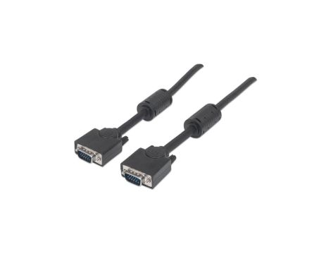 Kabel Monitorowy SVGA D-Sub 15M-15M z Ferrytem 10m Czarny