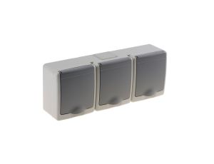 BETA Gniazdo potrójne 3xP+Z IP44 dymne ob.szara* D.3614GGG/1