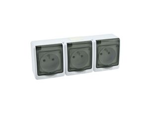 BETA Gniazdo potrójne 3xP+Z IP44 dymne* D.3114GGG/1