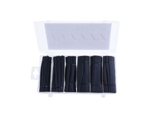 Koszulki termokurczliwe 196 sztuk / Zestaw koszulek termokurczliwych / Rura termokurczliwa cienkościenna 2:1 / Czarne / BOX-15