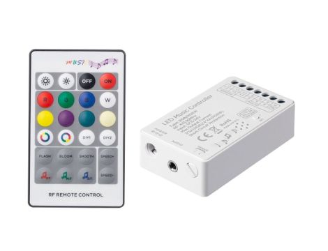 Kontroler audio RGB/RGBW RF 24 key 180W 12/24VDC radiowy 433.92MHz muzyczny LUX02406
