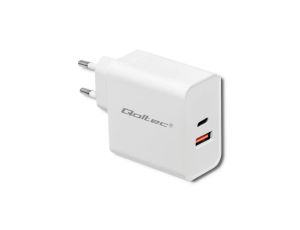 Qoltec Ładowarka sieciowa 63W 5-20V 1.5-3A USB typ C PD USB QC 3.0 Biała