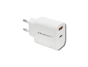Qoltec Ładowarka sieciowa 18W 5-12V 1.5-3A USB typ C PD USB QC 3.0 Biała