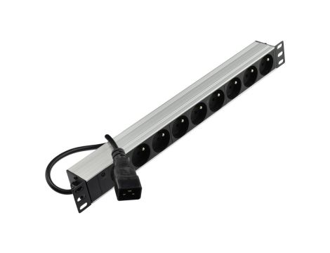 Listwa zasilająca RACK 19 cali 1U 9 gniazd z wtykiem C20 1,8m NEKU