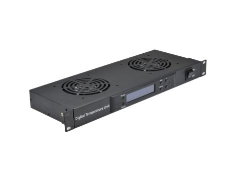 Panel chłodzący 2x wentylator z termostatem RACK 19 cali 1U LCD czarny NEKU