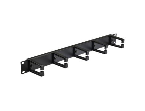 Organizator kabli RACK 19 cali 1U metalowy z plastikowymi uchwytami czarny NEKU