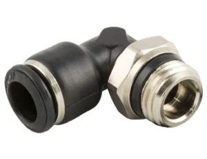 Obrotowa złączka pośrednia kolankowa gwint R 1/4 męskie, Wciskane 8 mm RS PRO