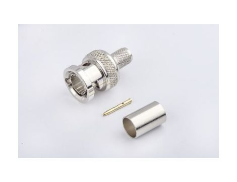 Przejściówka do złączy BNC, 75, 6GHz, Męski, Połączenie zagniatane, Montaż na kablu +165C -65C
