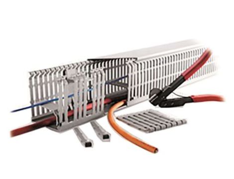 Koryto kablowe Szary PVC Otwarty Koryto panelowe z otworami 100 mm 100mm 2m RS PRO