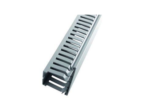 Koryto kablowe Szary Tworzywo PC/ABS bez zawartości halogenu Otwarty Koryto panelowe z otworami 37,5 mm 37.5mm 2m RS PRO