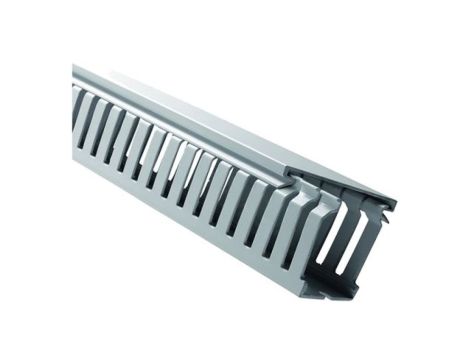 Koryto kablowe Szary PVC Otwarty Koryto panelowe z otworami 25 mm 37.5mm 2m RS PRO