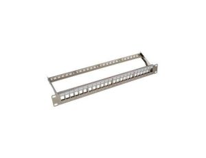 Patch Panel 1U 24 porty modułów Keystone otwarty srebrny