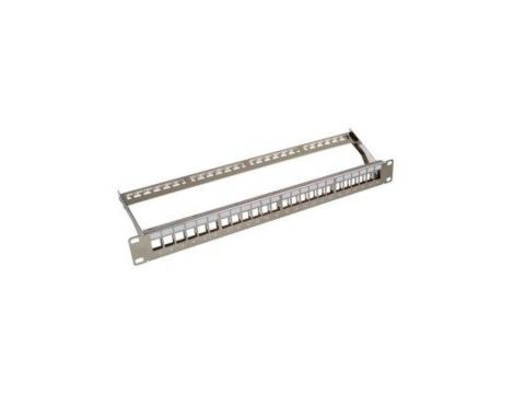 Patch Panel 1U 24 porty modułów Keystone otwarty srebrny