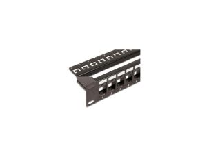 Patch panel 24 porty na moduły Keystone, 1U, czarny