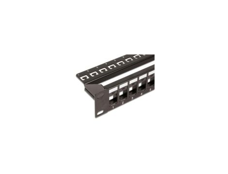 Patch panel 24 porty na moduły Keystone, 1U, czarny