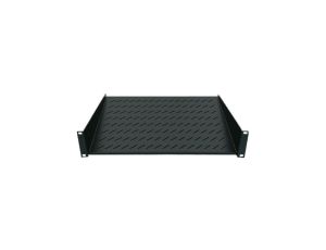 Półka 1U 150mm rack 19, 2 pkt mocowania, perforowana, czarna