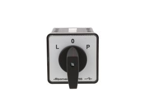 Łącznik krzywkowy 80A przełącznik zmiany kierunku obrotów L-O-P mocowany do pulpitu czoło szare pokrętło czarne SK80-3.8368\P03