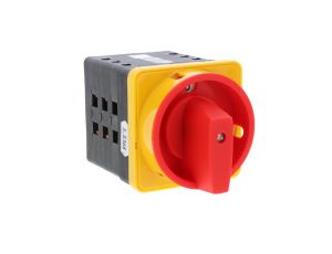 Łącznik krzywkowy 80A przełącznik zmiany kierunku obrotów L-O-P mocowanie do pulpitu czoło zamykane żółto-czerwone SK80-3.8368\P