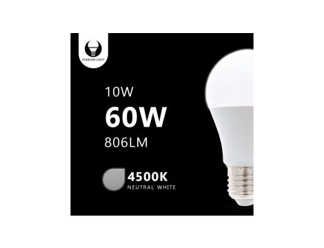 Żarówka LED E27 A60 10W 230V 4500K 806lm Forever Light RTV003456