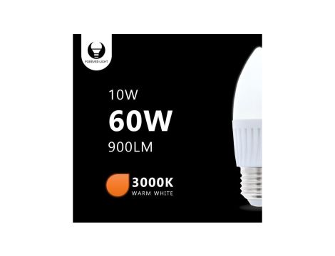 Żarówka LED E27 C37 10W 230V 3000K 900lm ceramiczna Forever Light RTV003464