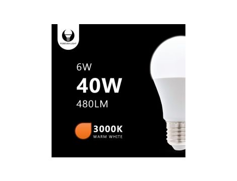 Żarówka LED E27 A60 6W 230V 3000K 480lm Forever Light RTV003431