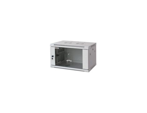 Szafka wisząca złożona 6U 600x450 rack 19 drzwi szkło szara