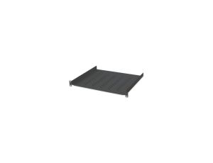 Półka 1U 400mm rack 19, 2 pkt mocowania, perforowana czarna