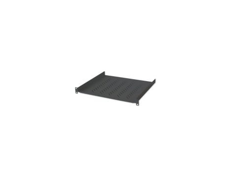 Półka 1U 400mm rack 19, 2 pkt mocowania, perforowana czarna