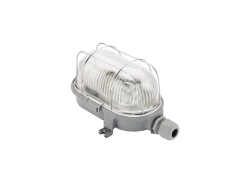 Oprawa LOFT OVAL-7040G, E27, 100W, szara-żeliwo, klosz przeźroczysty-szkło, IP54, siatka metalowa A1180