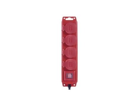 Przedłużacz z wyłącz. 4 gn 5m 15mm IP44 guma czerwony P14151