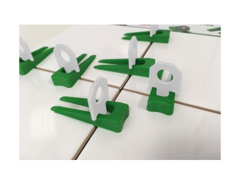 SET System poziomowania płytek KLINY zielone (200 szt)+ KLIPS BIAŁY 1 mm (700 szt) PROMO BOX