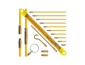 Zestaw skręcanych prętów z włókna szklanego do przeciągania kabli fi:4mm 10x 0,33m z zestawem 5 końcówek NEKU