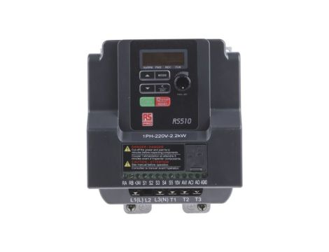 Przekształtnik częstotliwości 1-fazowy 21 A 2,2 kW 0.01 → 599Hz 230 V AC IP20 Silniki AC RS PRO