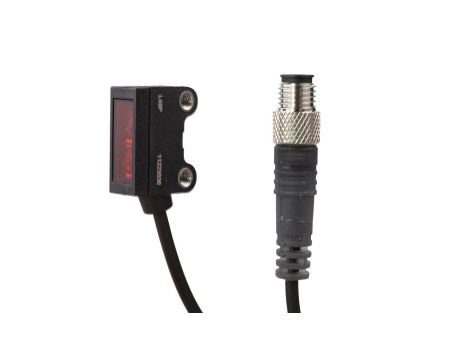 Czujnik optyczny odbiociowy 25x16x8mm Sn: 20-120 10-30V DC PNP/NPN złącze kablowe 0,2m M8 4 pinowe PUR IP67 OTQ80576