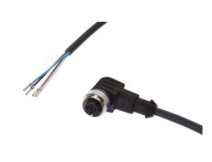 Złącze do samokonfekcjonowania M12 kątowe żeńskie druga końcówka niezarobiona 4-PINowe PUR 4x0.34mm 250V -30-90C IP67 VKA00321