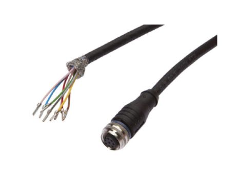 Złącze kablowe M12 źeńskie 8pin proste wolny koniec przewodu, 8x0,25mm PUR fi6,6mm 30V 90 stC IP67 ekranowane VK205A25