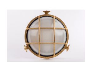 Oprawa mosiężna BULAJ DUŻY A20 z 3 nakrętkami typu motylek, E27, 40W, klosz matowy-szkło, IP64, siatka mosiężna A20